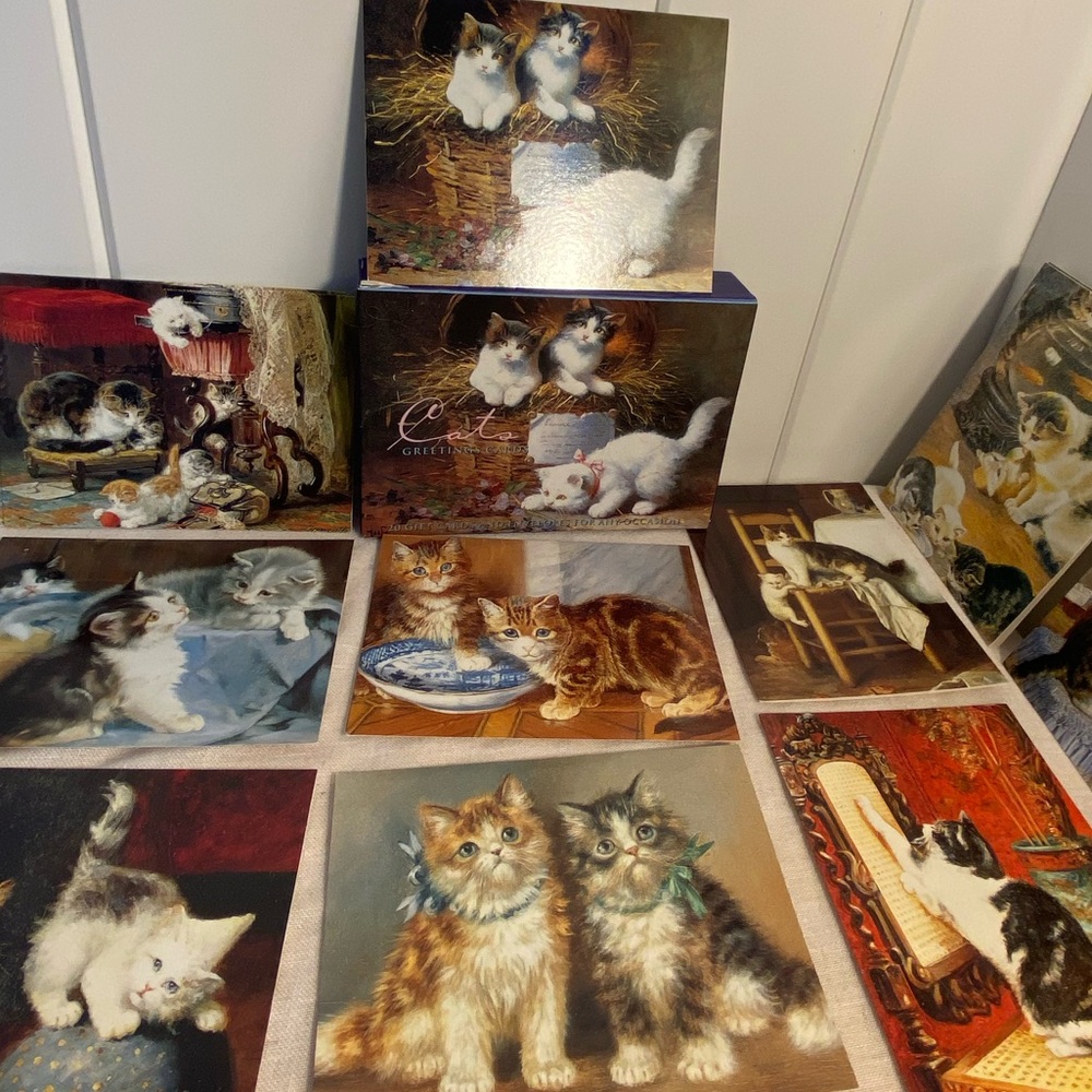 Vintage French cat art cards Peony Press kitten print cards 13 Notecards retro